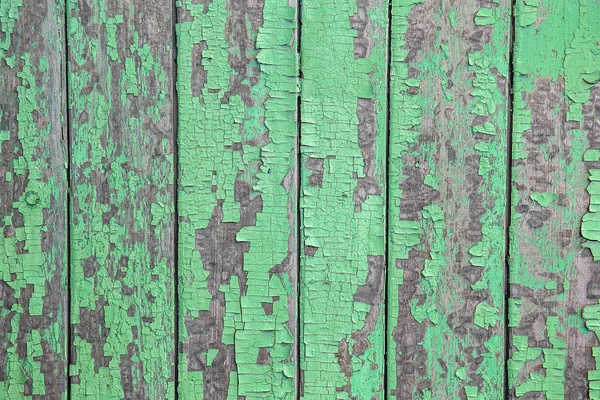 Çatlama Bir Duvara Soyulması Yeşil Boya Antika Ahşap Arka Plan — Stok fotoğraf