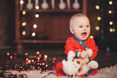 Tatlı bebek çocuk Noel Baba kostüm