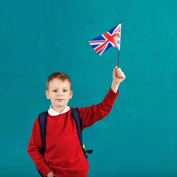 学校假期联合王国 （英国）。与国家的小男生 — 图库照片