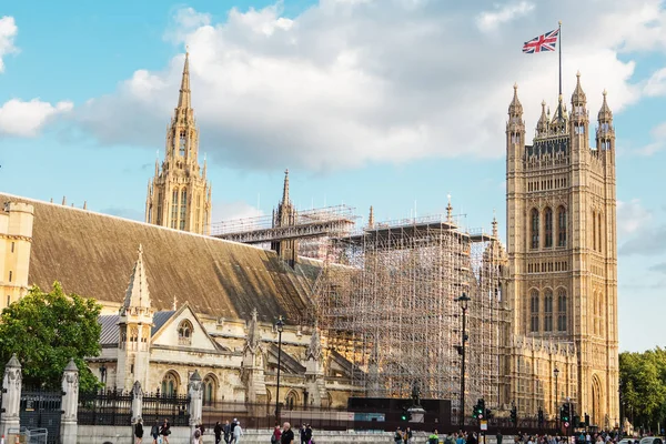 Londres Agosto 2017 Palácio Westminster Restauração Cercado Por Andaimes — Fotografia de Stock