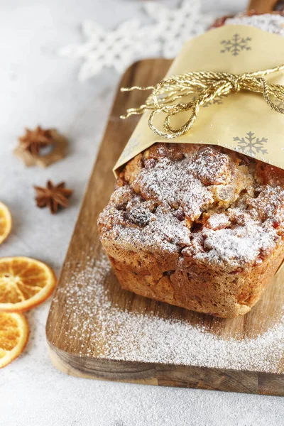 Stollen is fruit bread of nuts, spices, dried or candied fruit,