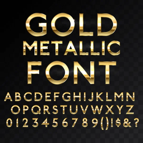 Χρυσή Μεταλλική Γυαλιστερή Διάνυσμα Γραμματοσειρά Αλφάβητο — Διανυσματικό Αρχείο