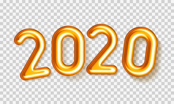 3d realista isolado vetor transparente ano novo ouro gel bolas 2020, números dois mil e vinte, balão de Feliz Ano Novo para design de modelo de decoração de férias. EPS 10 —  Vetores de Stock