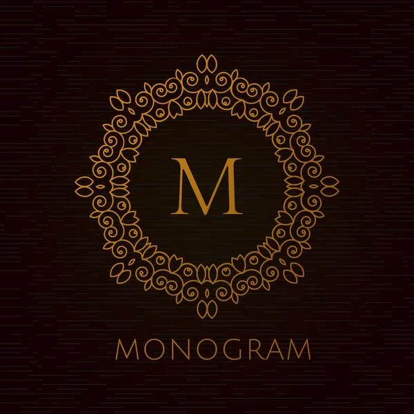 Marco Dorado Premium Logo Elegante Royal Florece Caligráfica Líneas Adornos — Vector de stock