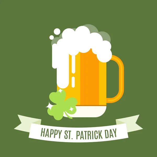 Glücklicher Saint Patrick Tag Kobold Symbol Bier Logo Isolierten Hintergrund — Stockvektor