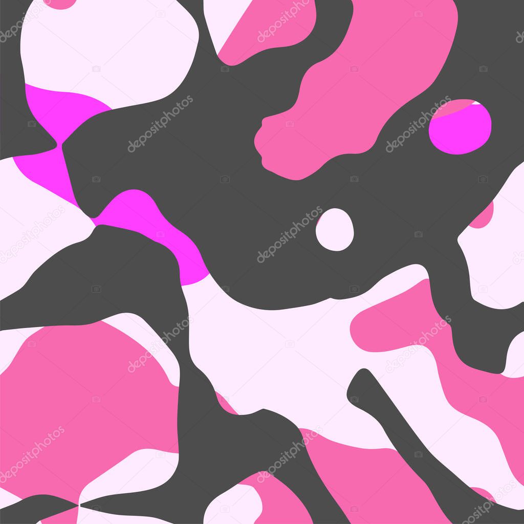 Pink camouflage seamless pattern.  Military background. Vector illustration. EPS 10