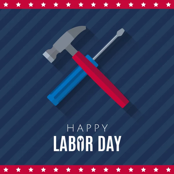 Happy Labor Day Design Poster Banner Flyer Flat Style Crossed — Stock Vector