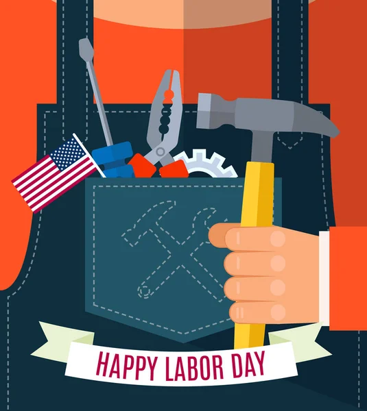 Happy Labor Day Greetings Cards Design Poster Banner Brochure Flyer — Stock Vector