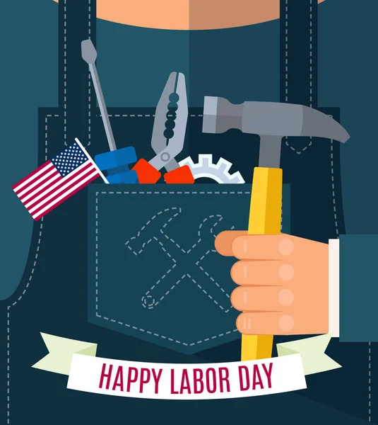 Happy Labor Day Greetings Cards Design Poster Banner Brochure Flyer — Stock Vector