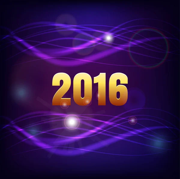 2016 Новый Год Синем Фиолетовом Фоне Эффектом Точечной Подсветки — стоковый вектор