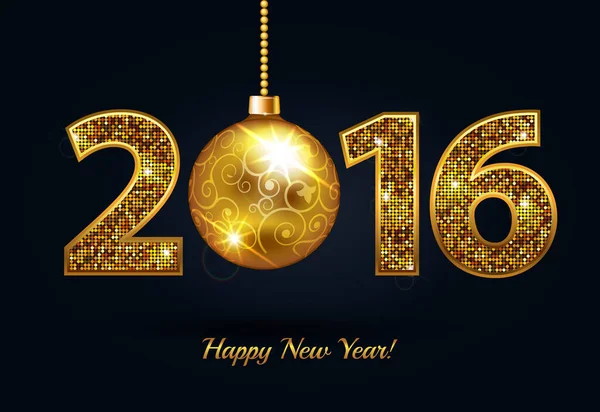 Szczęśliwego Nowego Roku 2016 Złoty Blask Tekst — Wektor stockowy