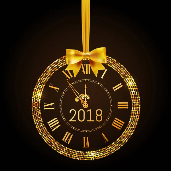 Złoty Brokat Disco Vector 2017 Szczęśliwego Nowego Roku Tle Złotym — Wektor stockowy