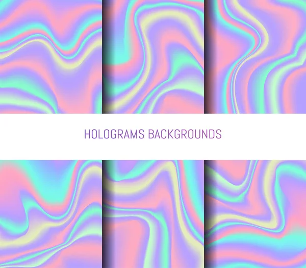 Ensemble Fonds Holographiques Réalistes Différentes Couleurs Pour Conception Hologramme Pour — Image vectorielle