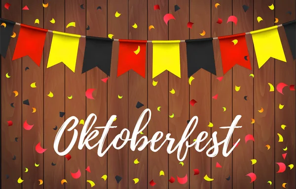 Guirlandes Oktoberfest Avec Motif Couleur Drapeau Allemand Lettrage Oktoberfest Avec — Image vectorielle
