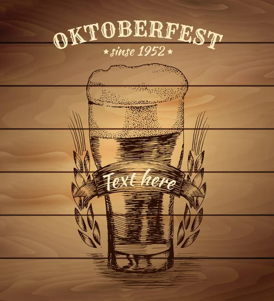 Illustration Vectorielle Dessinée Main Tasse Bière Affiche Bière Oktoberfest Affiche — Image vectorielle