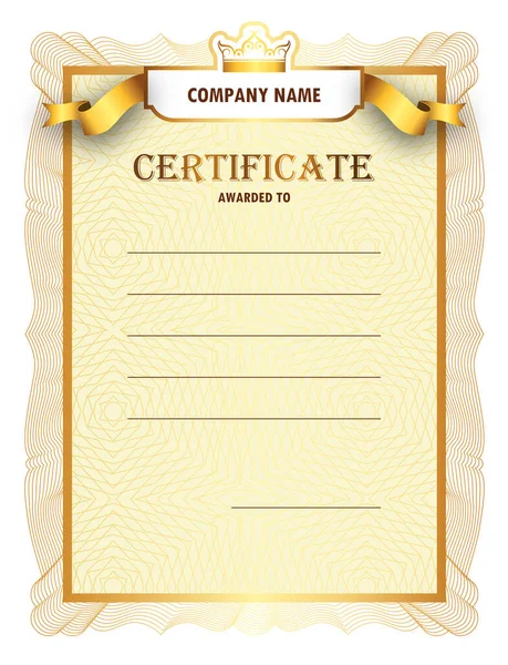 Ilustração Vetorial Folheto Certificado Detalhado Dourado —  Vetores de Stock