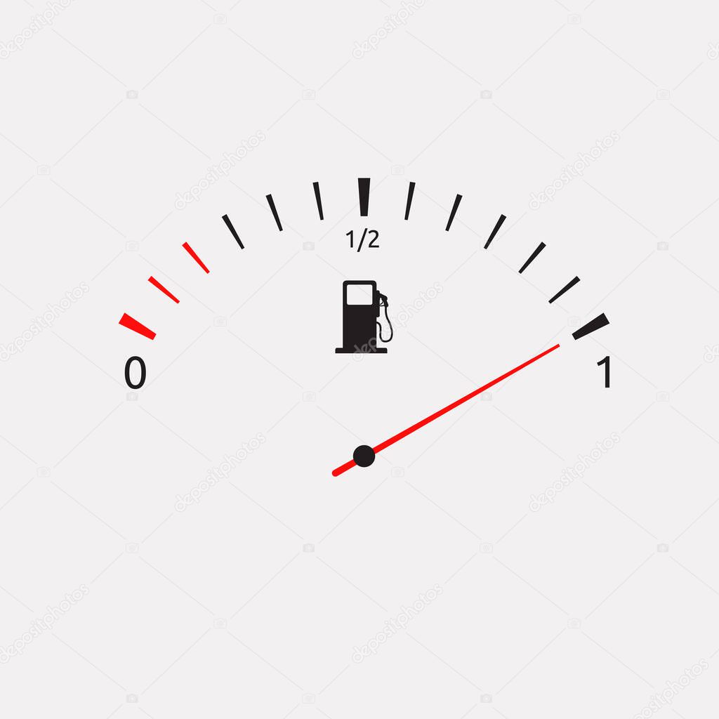 White Fuel gauge isolated in white background. Fuel indicators gas meter. Gauge vector tank full icon. Car dial petrol gasoline dashboard. Fuel tank. Vector illustration. EPS 10