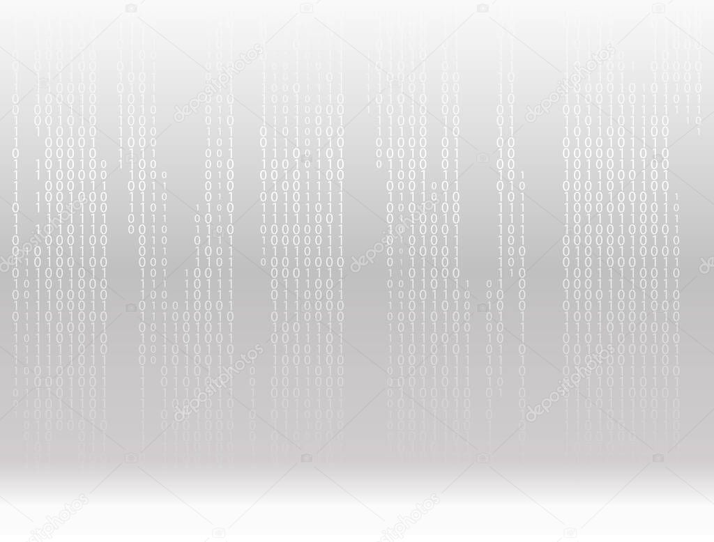 Stream of Binary code background with two binary digits, 0 and 1 isolated on white background on screen. Abstract Data and technology, decryption and encryption matrix  Matrix background  Vector