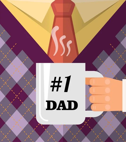 Szczęśliwego Dnia Ojca Gratuluję Filiżanki Kawy Najlepsza Pocztówka Taty — Wektor stockowy