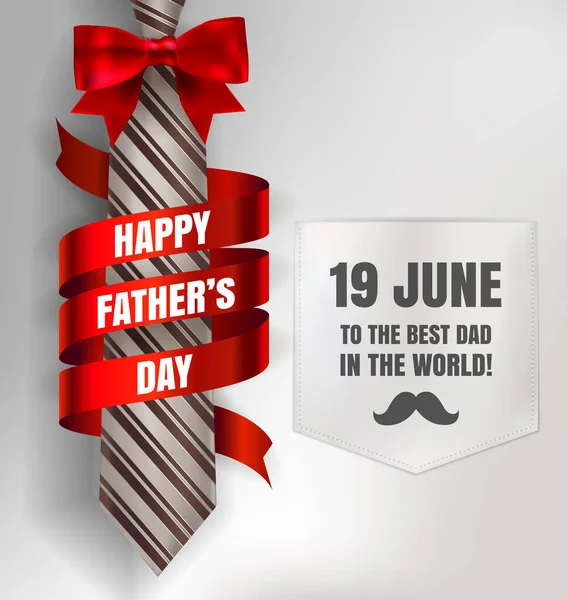 Happy Father Day Tło Szablon Człowieka Brązowy Krawat Biała Koszula — Wektor stockowy