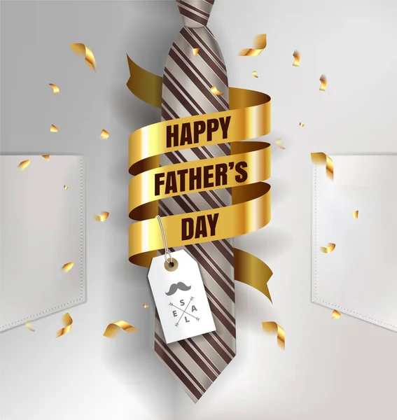 Happy Father Day Tło Szablon Człowieka Brązowy Krawat Biała Koszula — Wektor stockowy