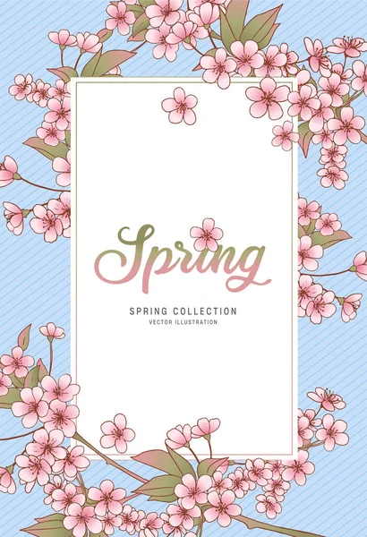 Floral Greeting Card Cherry Blossom Illustration Spring Flower Background Poster — Stock Photo, Image