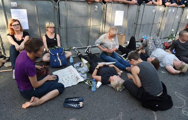 Proteste antigovernative in Polonia — Foto Stock