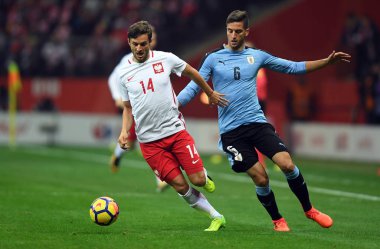 10 Kasım, 2017 - Varşova, Polonya: dostluk maçı oyunu daha önce Dünya Kupası Rusya 2018 Polonya - Uruguay