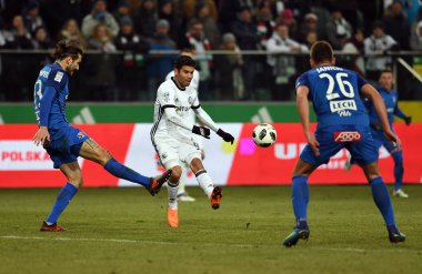 04 Mart 2018 - Varşova, Polonya: Polonya ilave Ligi loto Ekstraklasa futbol maçı Legia Warszawa - Lech Pozna