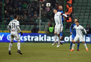 04 Mart 2018 - Varşova, Polonya: Polonya ilave Ligi loto Ekstraklasa futbol maçı Legia Warszawa - Lech Pozna