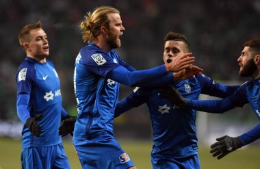 04 Mart 2018 - Varşova, Polonya: Polonya ilave Ligi loto Ekstraklasa futbol maçı Legia Warszawa - Lech Pozna