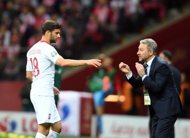 Varşova, Polonya, 13 Ekim 2019: Euro 2020 eleme turu, grup safhası, Polonya Makedonya ile Pge Narodowy 'da 2: 0 kazandı