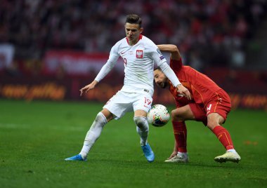 Varşova, Polonya, 13 Ekim 2019: Euro 2020 eleme turu, grup safhası, Polonya Makedonya ile Pge Narodowy 'da 2: 0 kazandı