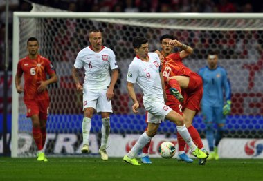 Varşova, Polonya, 13 Ekim 2019: Euro 2020 eleme turu, grup safhası, Polonya Makedonya ile Pge Narodowy 'da 2: 0 kazandı