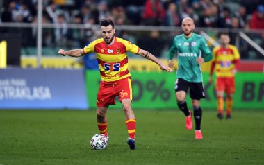 Varşova, Polonya, 22 Şubat 2020: Polonya Süper Ligi Ekstraklasa futbol maçı: Legia Warszawa - Jagiellonia Bialystok, Martin Pospisil (Jagiellonia)) 