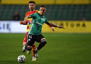 Varşova, Polonya, 22 Şubat 2020: Polonya Süper Ligi Ekstraklasa futbol maçı: Legia Warszawa - Jagiellonia Bialystok, Michal Karbownik (Legia Warszawa) 