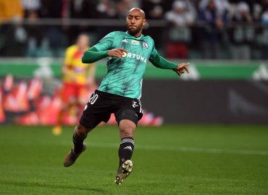 Varşova, Polonya, 22 Şubat 2020: Polonya Süper Ligi Ekstraklasa futbol maçı: Legia Warszawa - Jagiellonia Bialystok, Jose Kante (Legia Warszawa) 