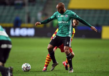 Varşova, Polonya, 22 Şubat 2020: Polonya Süper Ligi Ekstraklasa futbol maçı: Legia Warszawa - Jagiellonia Bialystok, Jose Kante (Legia Warszawa) 