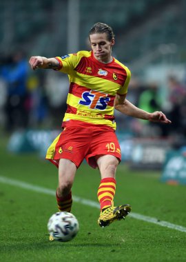 Varşova, Polonya, 22 Şubat 2020: Polonya Süper Ligi Ekstraklasa futbol maçı: Legia Warszawa - Jagiellonia Bialystok, Bodvar Bodvarsson (Jagiellonia)) 
