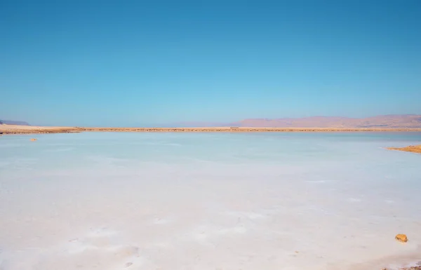 Bela vista da costa salgada do Mar Morto com água limpa. Israel . — Fotografia de Stock