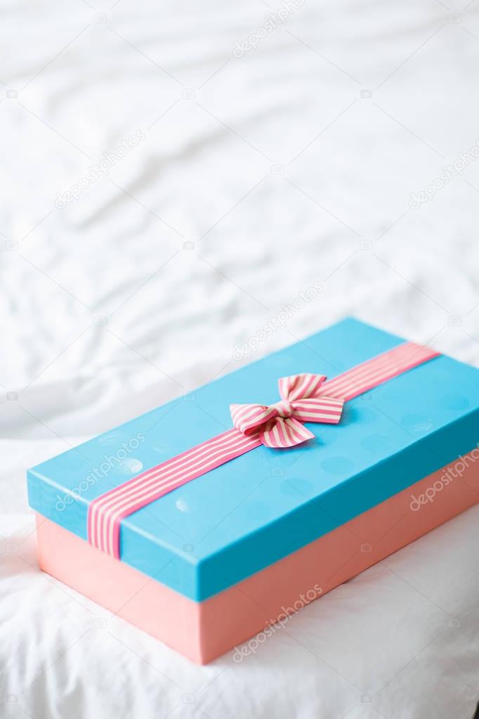 macaroons with gift box. Birthday concept