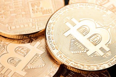 Bitcoins ve sanal para. Bitcoin altın sikke. Cryptocurrency kavramı.