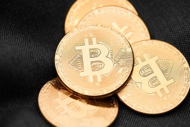 Bitcoins ve sanal para. Bitcoin altın sikke. Cryptocurrency kavramı.