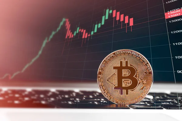 Bitcoins Yeni Sanal Para Kavramı Altın Bitcoins Mum Ile Sopa — Stok fotoğraf