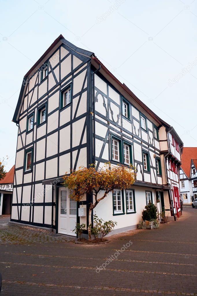 Old traditional buildings in Germany. Houses of timber and plast