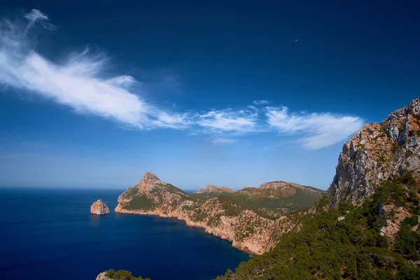 Романтичним Стрілецькій Море Гори Cap Пляжу Узбережжя Мальорка Іспанія Європа — стокове фото