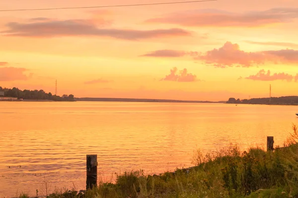 Beautiful sunset on river — Stock Photo, Image