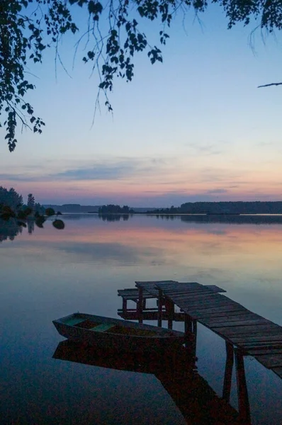 Pink Blue Sunset River Reflex — Stock Photo, Image