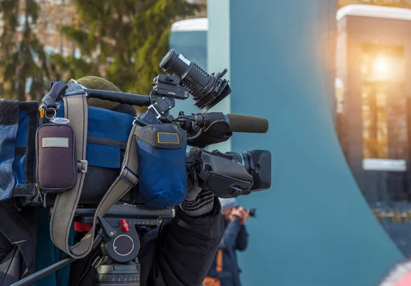 the television camera close-up on the street