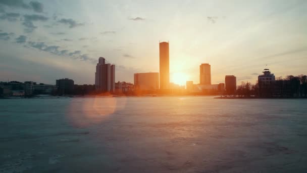 Sunset Spring Yekaterinburg — Stock Video